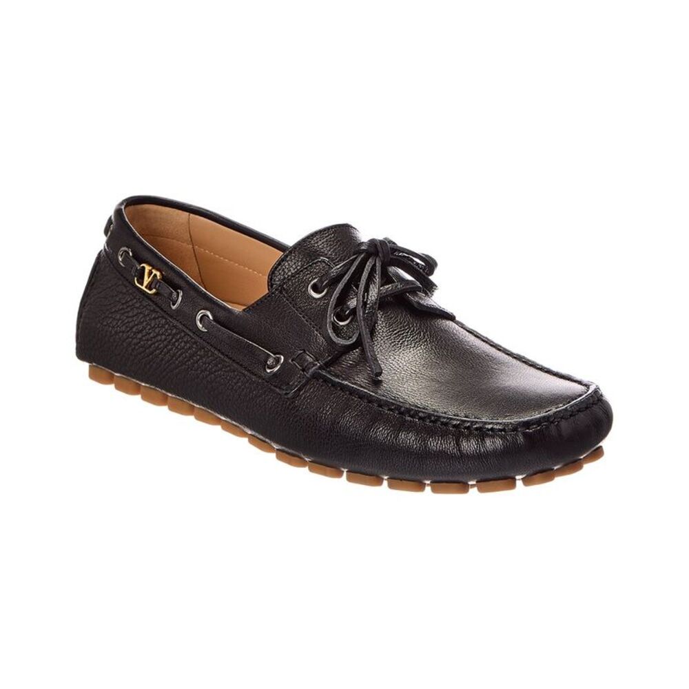 Valentino Leather Moccasin, Black